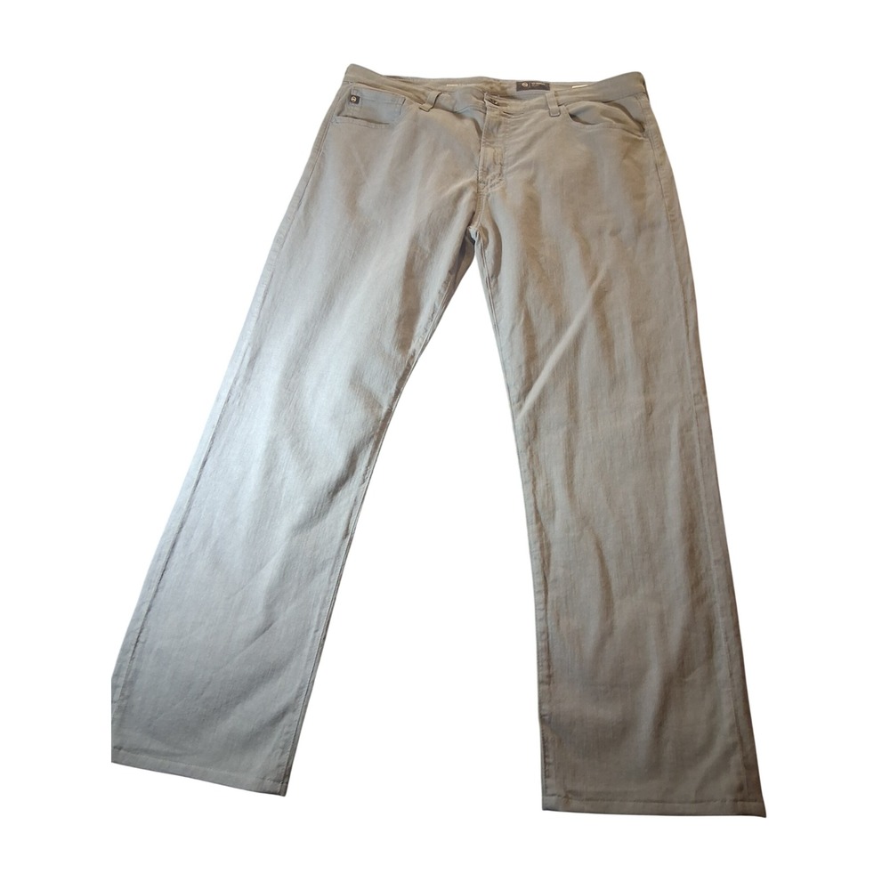 AG Adriano Goldschmied Everett Slim Straight Pants Mens 38x34 Blue Grey Linen